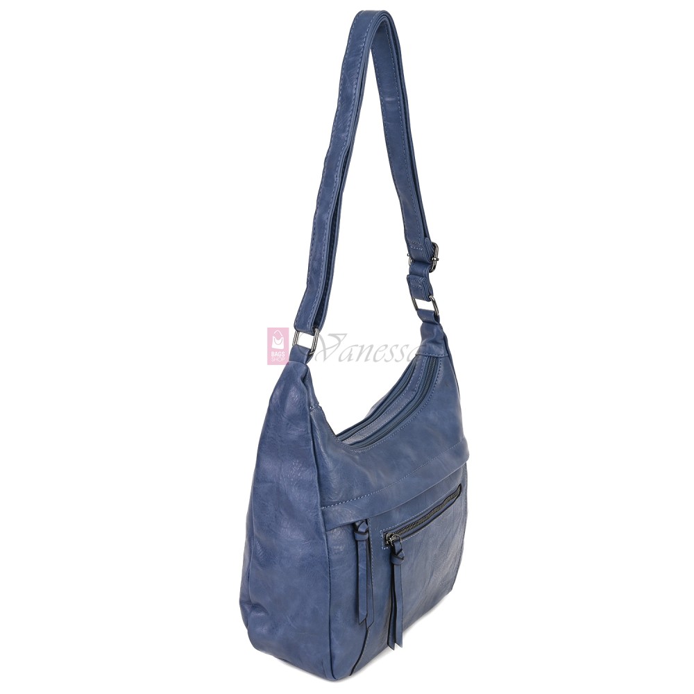 Дамска ежедневна чанта от екологична кожа, в син цвят Код: 6863