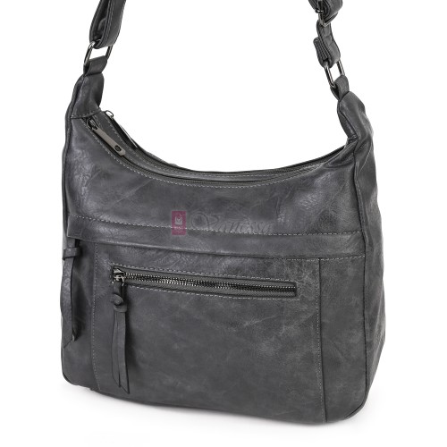 Дамска ежедневна чанта от екологична кожа, в тъмносив цвят Код: 6863