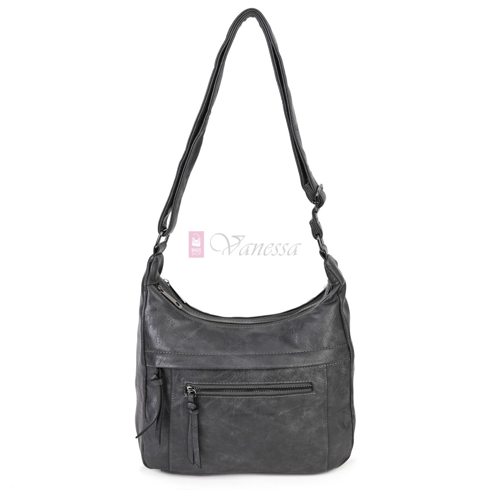 Дамска ежедневна чанта от екологична кожа, в тъмносив цвят Код: 6863