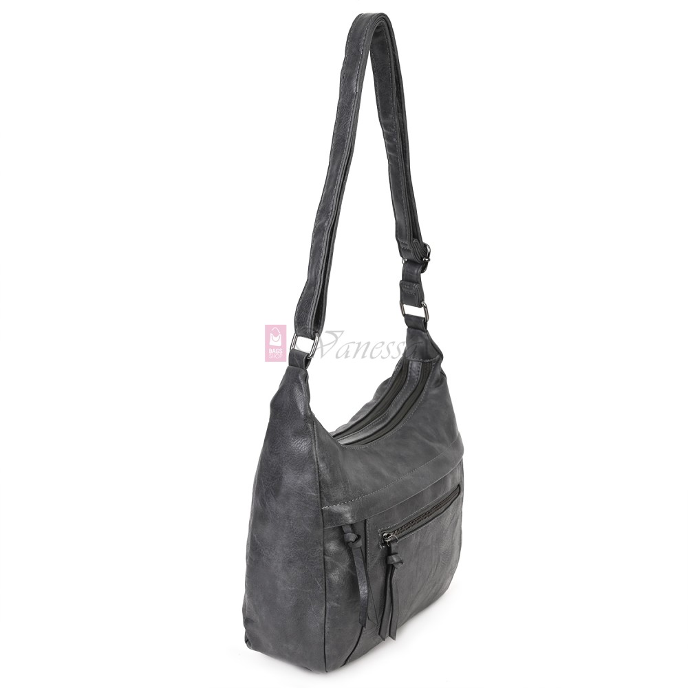 Дамска ежедневна чанта от екологична кожа, в тъмносив цвят Код: 6863