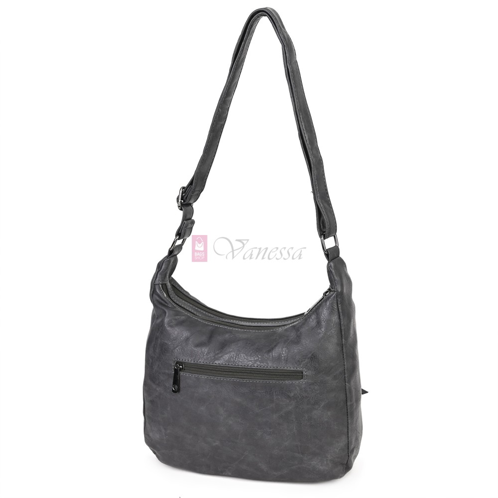 Дамска ежедневна чанта от екологична кожа, в тъмносив цвят Код: 6863