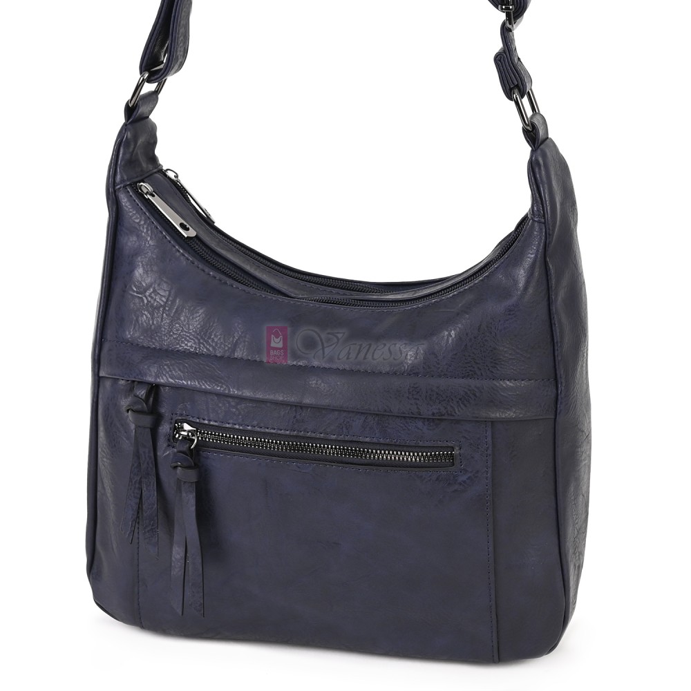 Дамска ежедневна чанта от екологична кожа, в тъмносин цвят Код: 6863