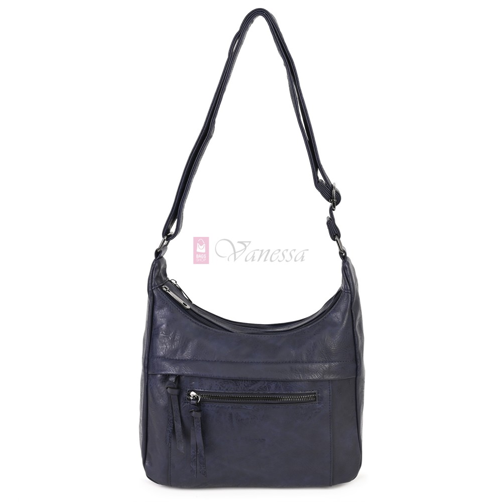 Дамска ежедневна чанта от екологична кожа, в тъмносин цвят Код: 6863