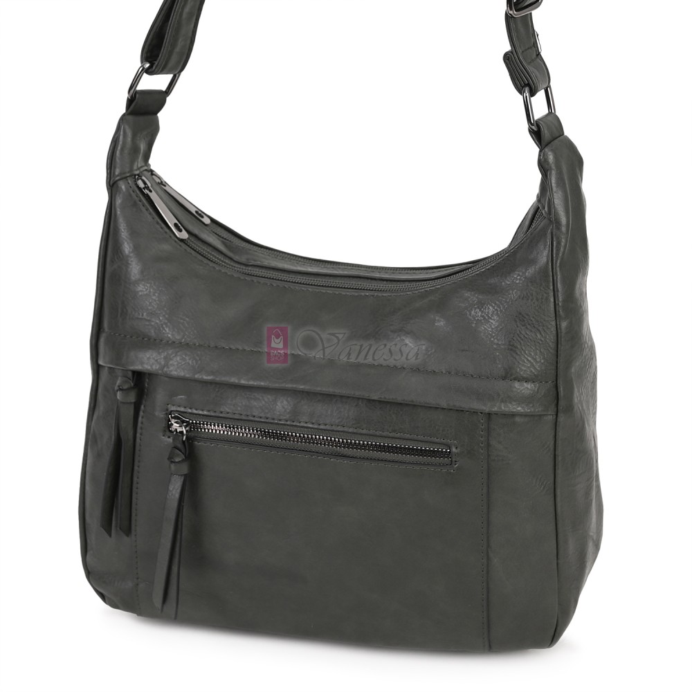 Дамска ежедневна чанта от екологична кожа, в тъмнозелен цвят Код: 6863