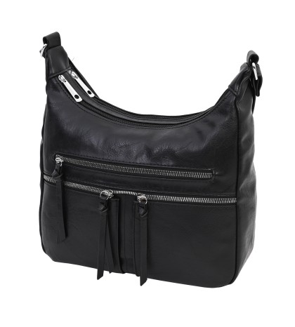 Дамска ежедневна чанта от висококачествена екологична кожа в черен цвят Код: 6871