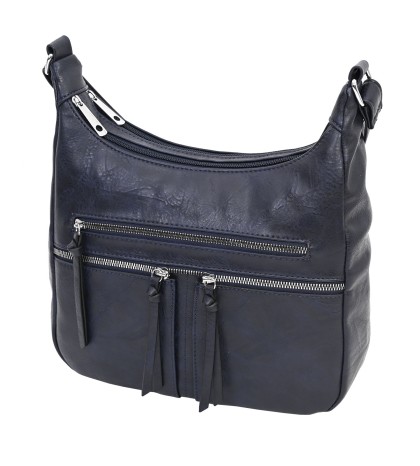 Дамска ежедневна чанта от висококачествена екологична кожа в тъмносин цвят Код: 6871