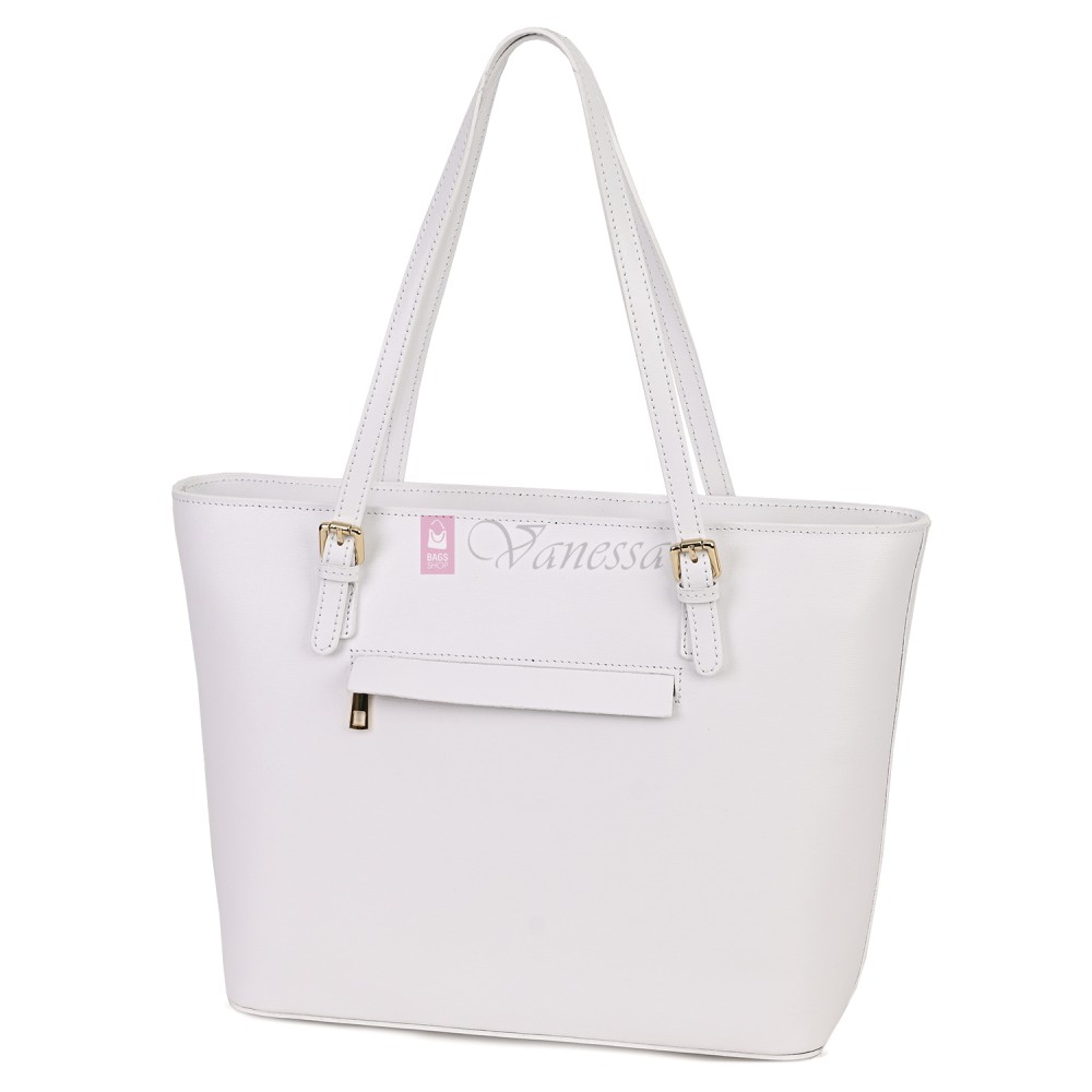 Дамска чанта от естествена кожа в бял цвят. Код: MK69