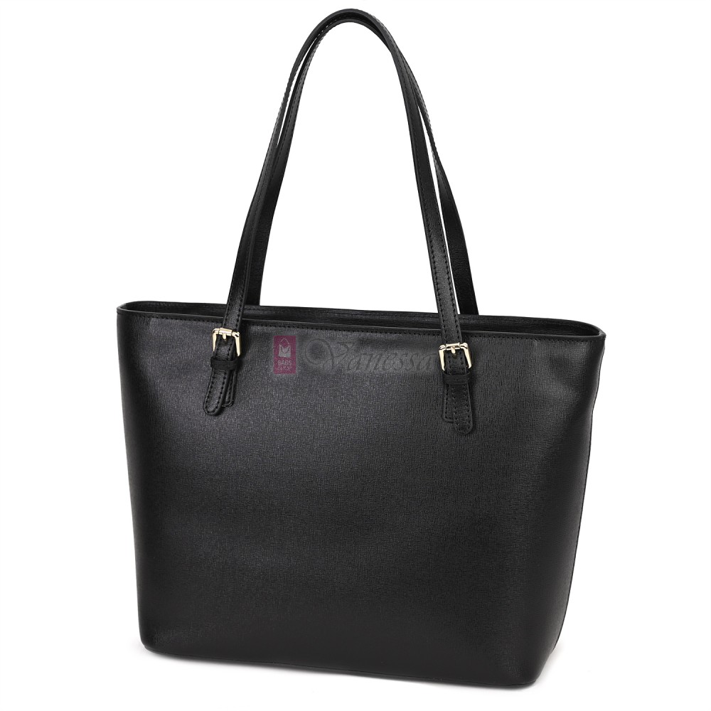 Дамска чанта от естествена кожа в черен цвят. Код: MK69