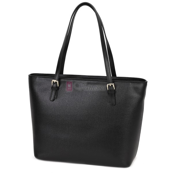 Дамска чанта от естествена кожа в черен цвят. Код: MK69