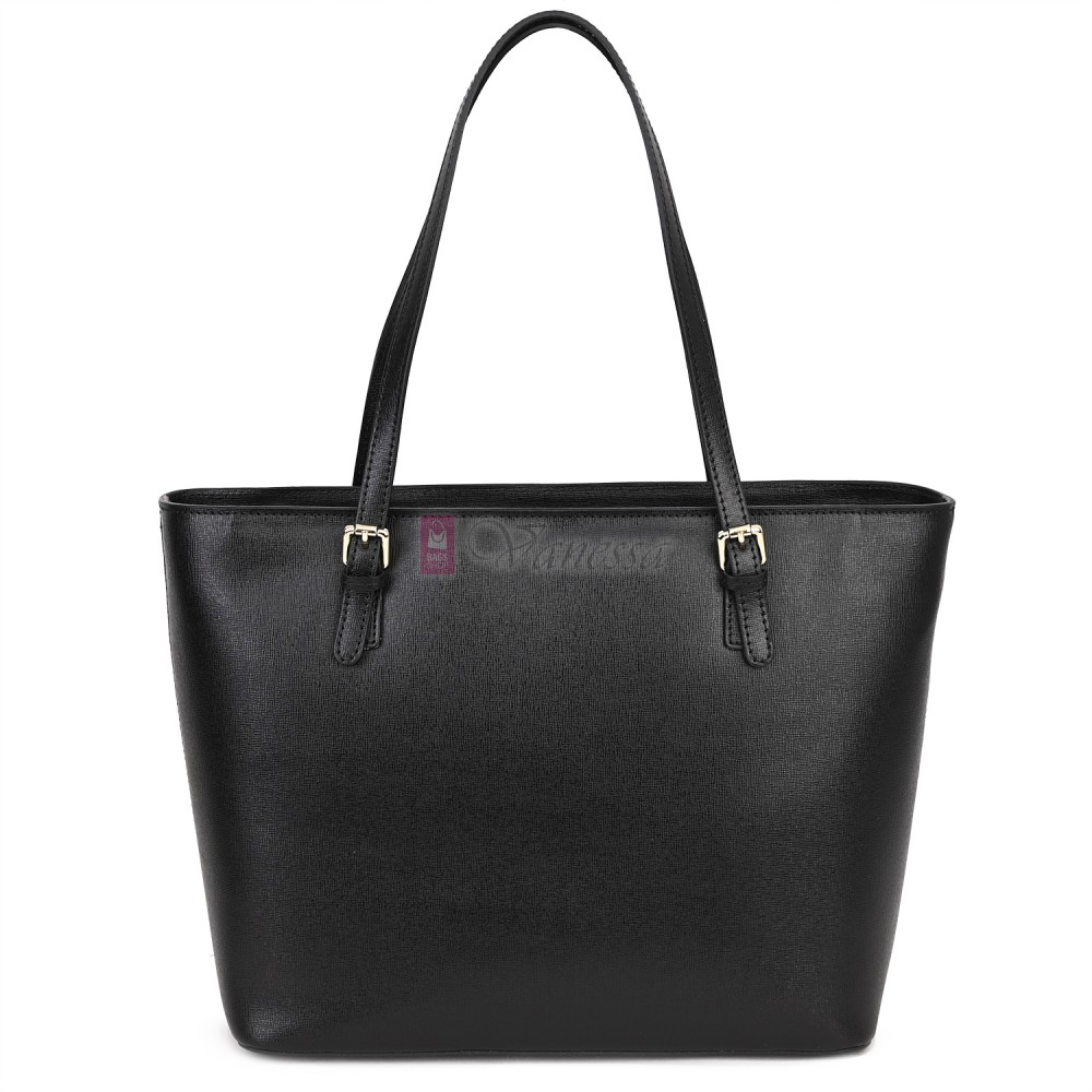 Дамска чанта от естествена кожа в черен цвят. Код: MK69