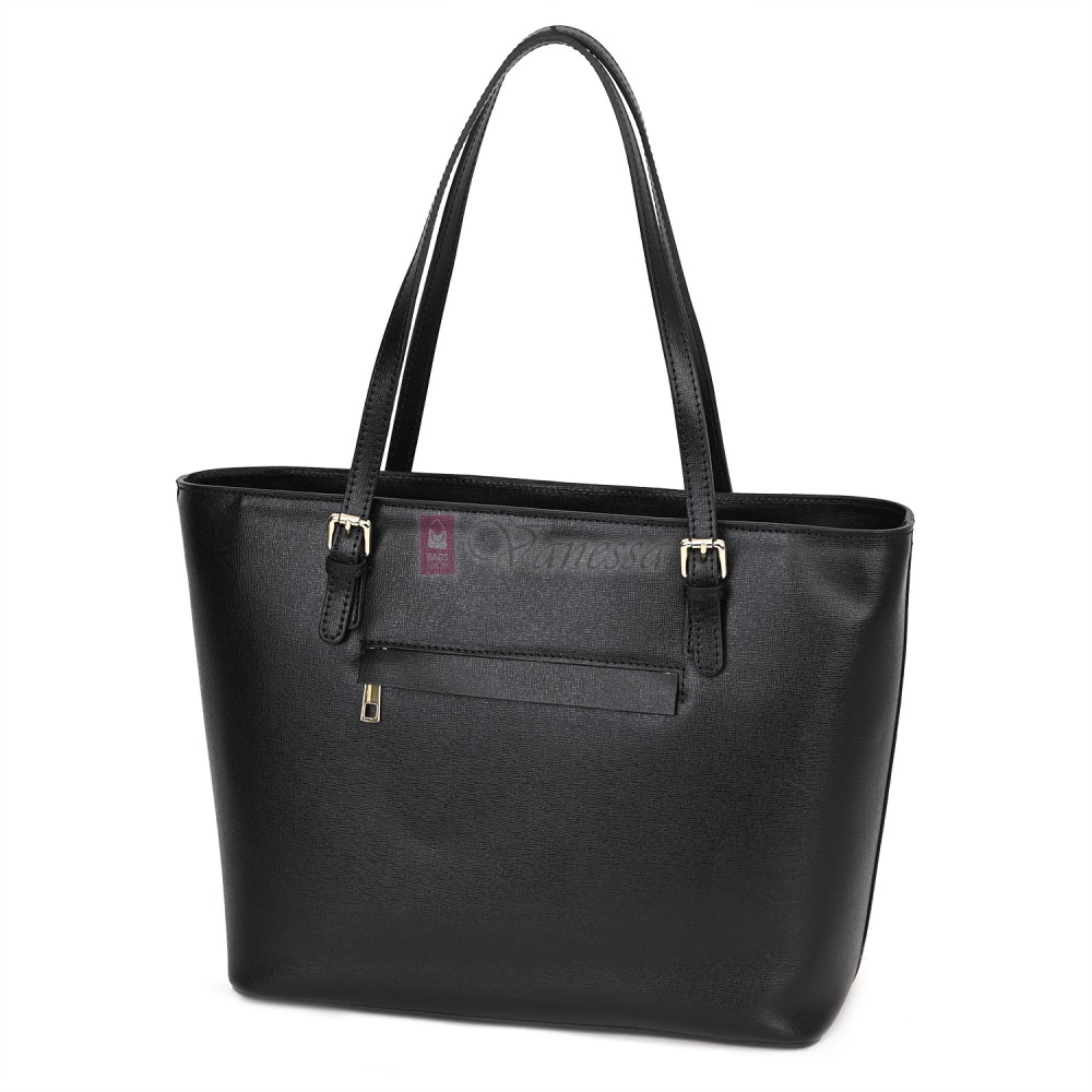 Дамска чанта от естествена кожа в черен цвят. Код: MK69