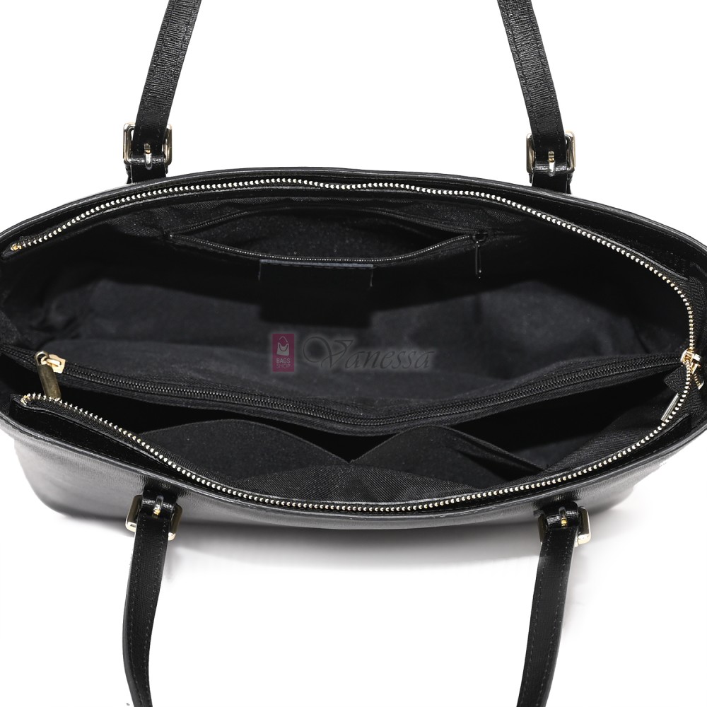 Дамска чанта от естествена кожа в черен цвят. Код: MK69