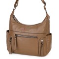 Дамска ежедневна чанта от висококачествена екологична кожа в тъмнобежов цвят Код: 7077