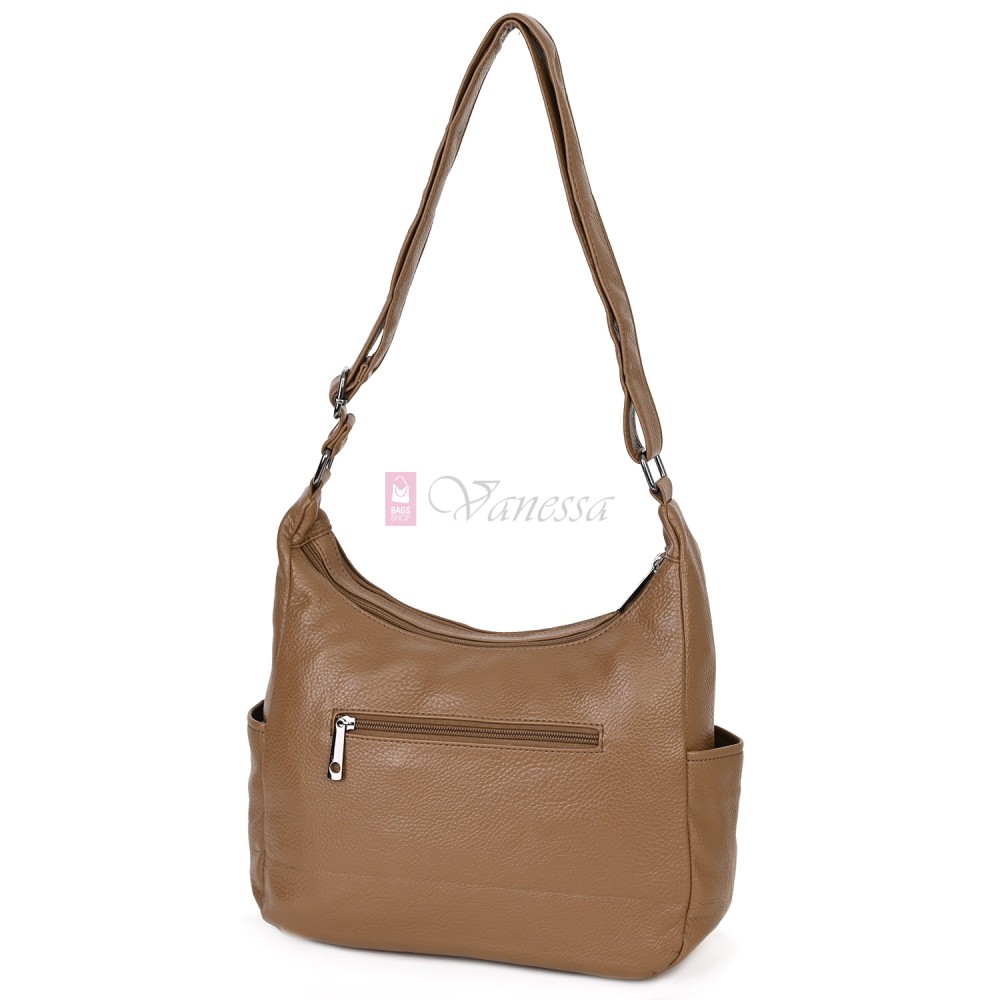 Дамска ежедневна чанта от висококачествена екологична кожа в тъмнобежов цвят Код: 7077 Дамска ежедневна чанта от висококачествена екологична кожа в тъмнобежов цвят Код: 7077