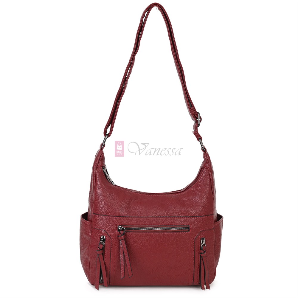 Дамска ежедневна чанта от висококачествена екологична кожа в цвят бордо Код: 7077 Дамска ежедневна чанта от висококачествена екологична кожа в цвят бордо Код: 7077