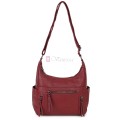 Дамска ежедневна чанта от висококачествена екологична кожа в цвят бордо Код: 7077