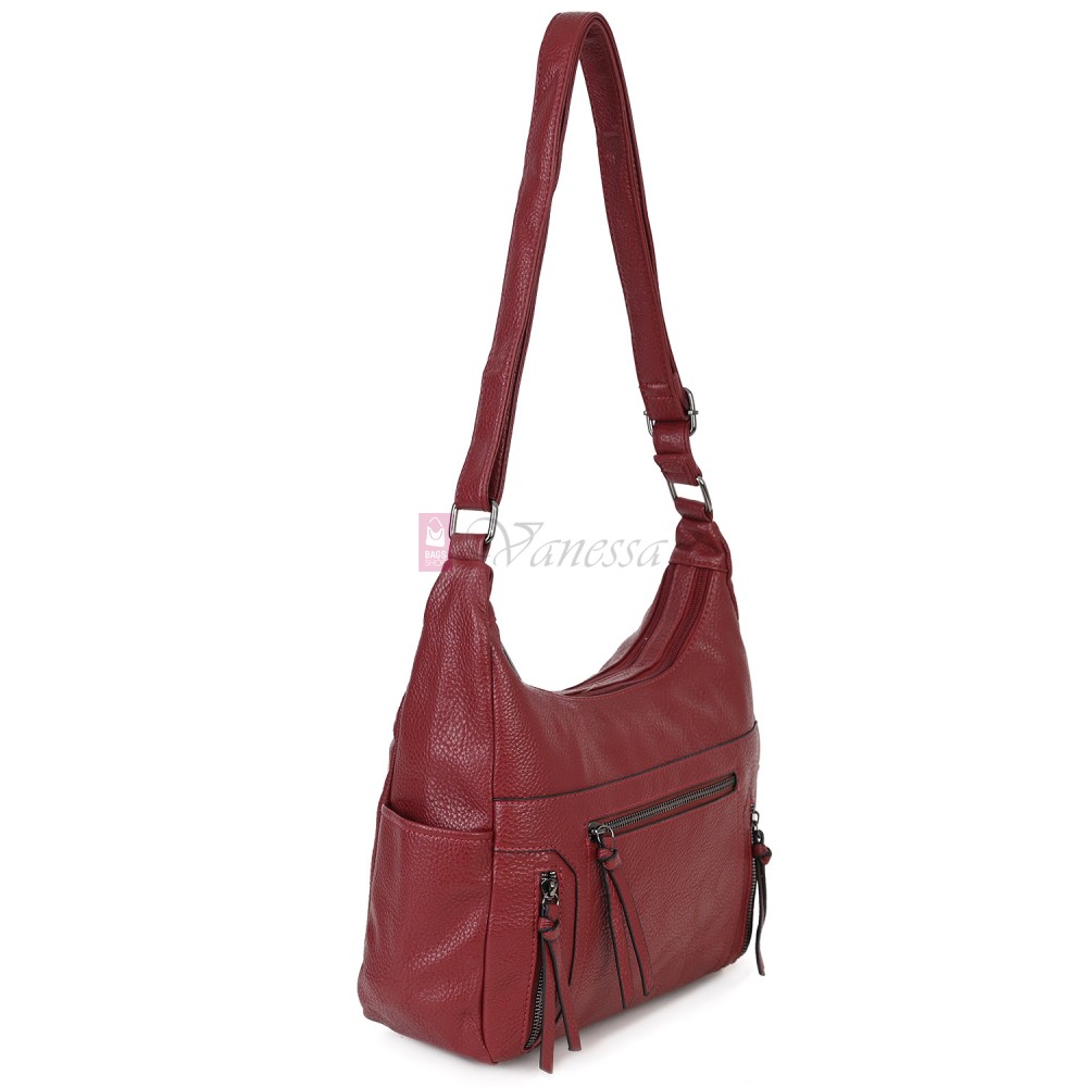 Дамска ежедневна чанта от висококачествена екологична кожа в цвят бордо Код: 7077 Дамска ежедневна чанта от висококачествена екологична кожа в цвят бордо Код: 7077