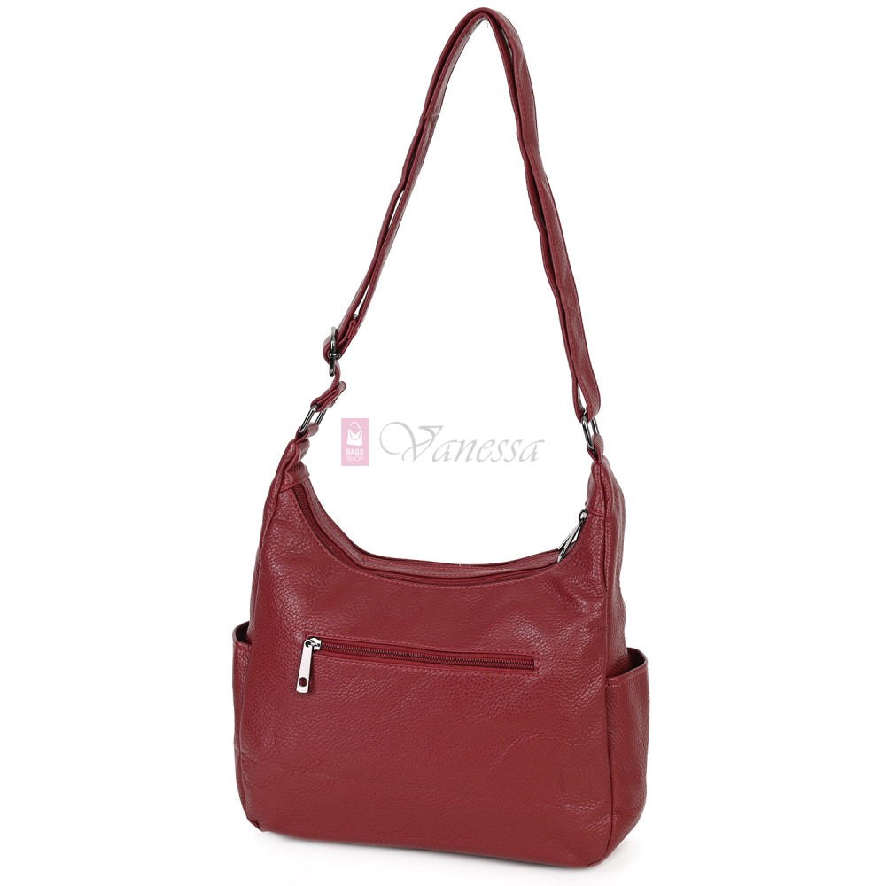 Дамска ежедневна чанта от висококачествена екологична кожа в цвят бордо Код: 7077 Дамска ежедневна чанта от висококачествена екологична кожа в цвят бордо Код: 7077