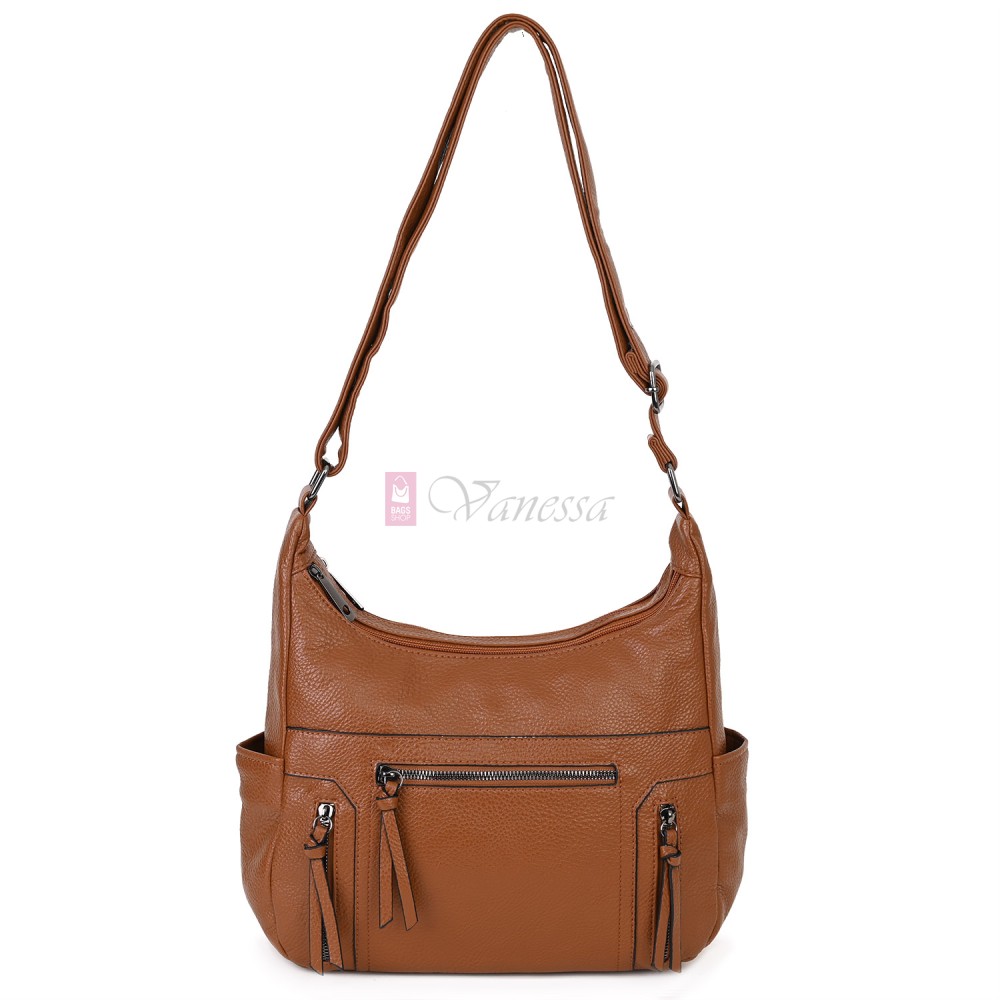 Дамска ежедневна чанта от висококачествена екологична кожа в кафяв цвят Код: 7077 Дамска ежедневна чанта от висококачествена екологична кожа в кафяв цвят Код: 7077