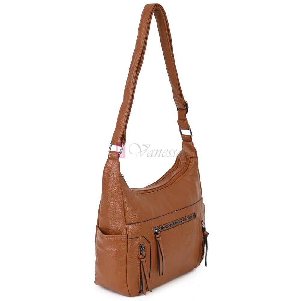 Дамска ежедневна чанта от висококачествена екологична кожа в кафяв цвят Код: 7077 Дамска ежедневна чанта от висококачествена екологична кожа в кафяв цвят Код: 7077