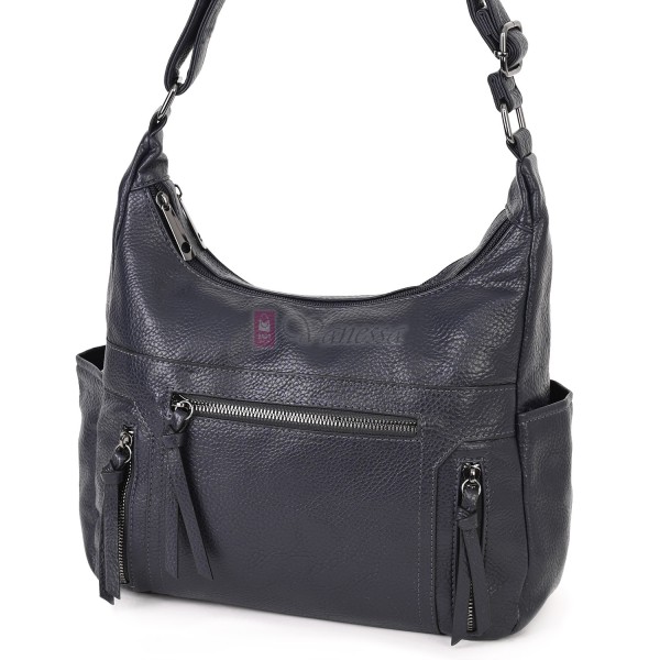 Дамска ежедневна чанта от висококачествена екологична кожа в тъмносин цвят Код: 7077