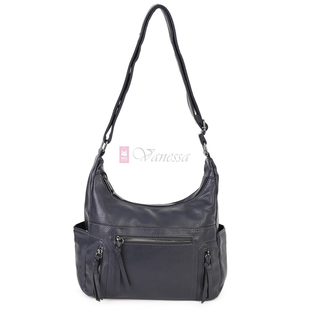 Дамска ежедневна чанта от висококачествена екологична кожа в тъмносин цвят Код: 7077 Дамска ежедневна чанта от висококачествена екологична кожа в тъмносин цвят Код: 7077