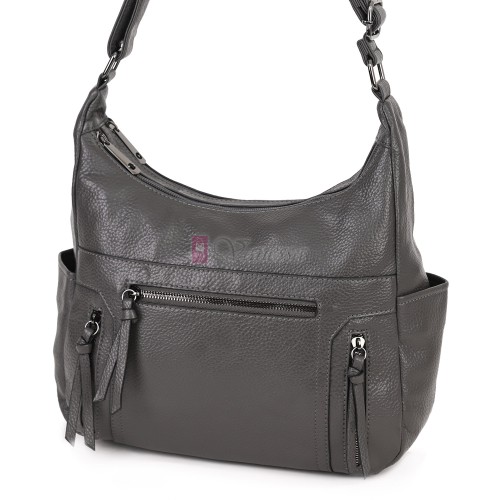 Дамска ежедневна чанта от висококачествена екологична кожа в сив цвят Код: 7077