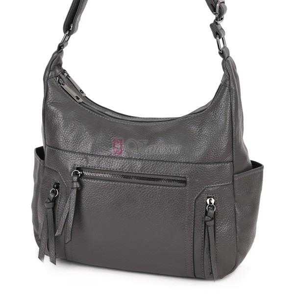 Дамска ежедневна чанта от висококачествена екологична кожа в сив цвят Код: 7077