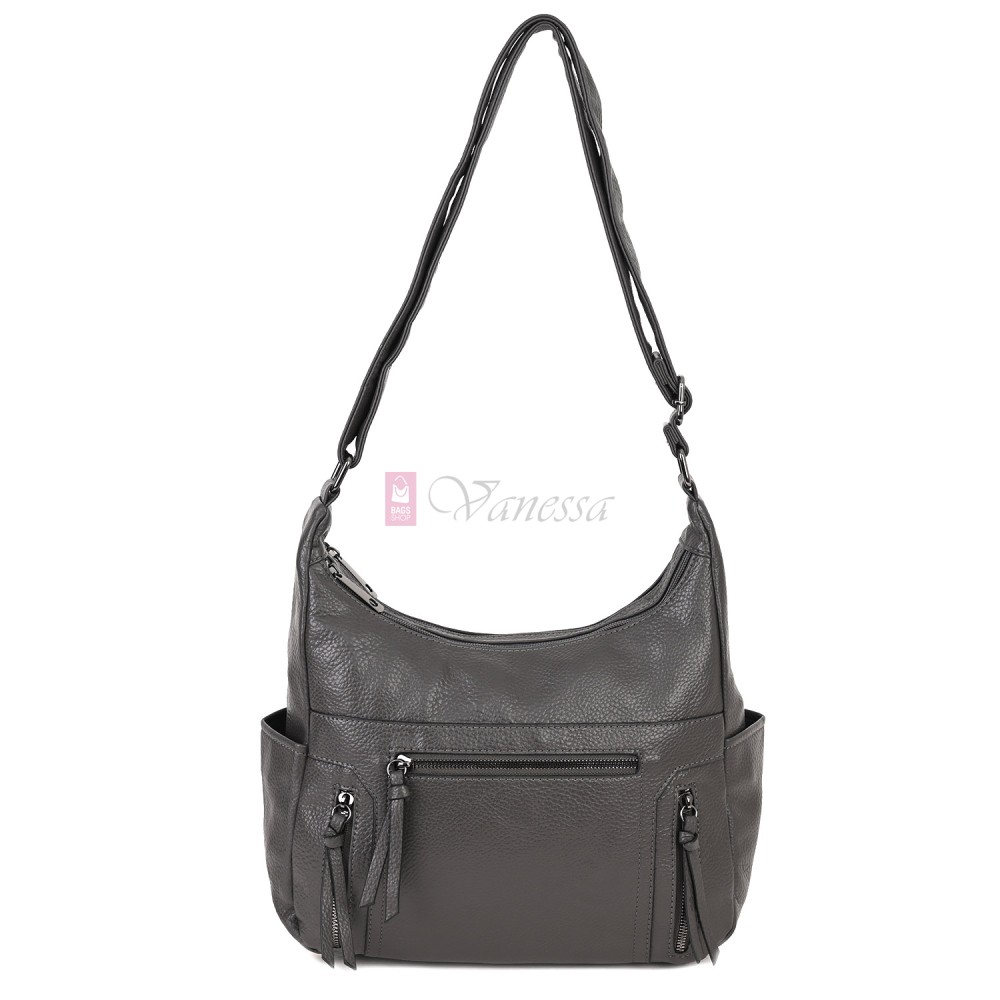 Дамска ежедневна чанта от висококачествена екологична кожа в сив цвят Код: 7077