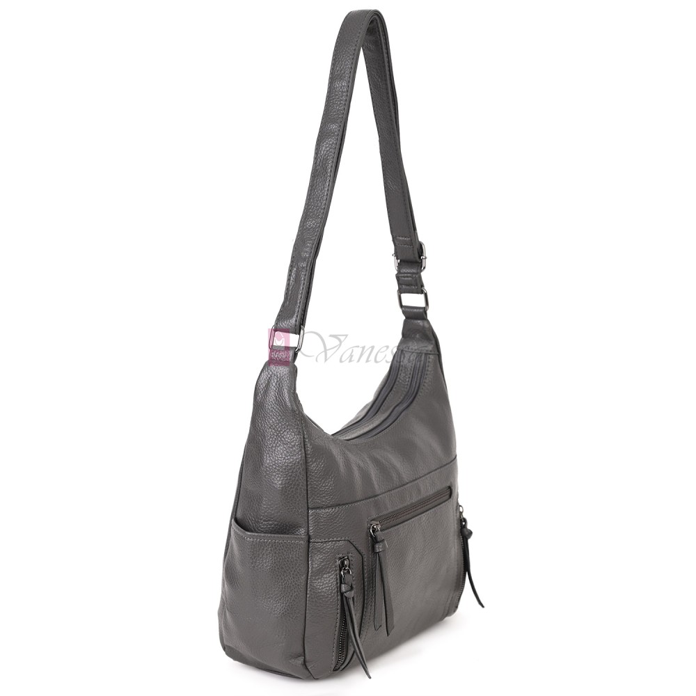 Дамска ежедневна чанта от висококачествена екологична кожа в сив цвят Код: 7077