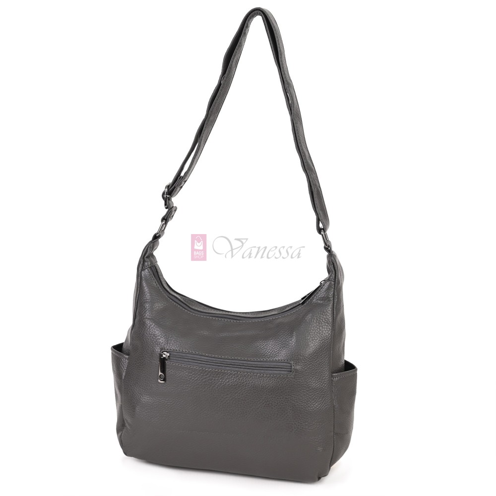 Дамска ежедневна чанта от висококачествена екологична кожа в сив цвят Код: 7077