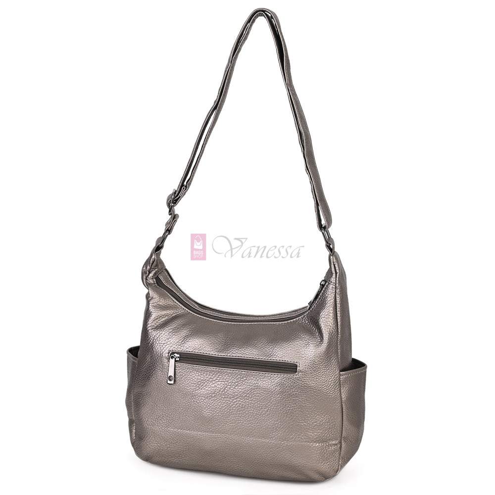 Дамска ежедневна чанта от висококачествена екологична кожа в сребрист цвят Код: 7077 Дамска ежедневна чанта от висококачествена екологична кожа в сребрист цвят Код: 7077