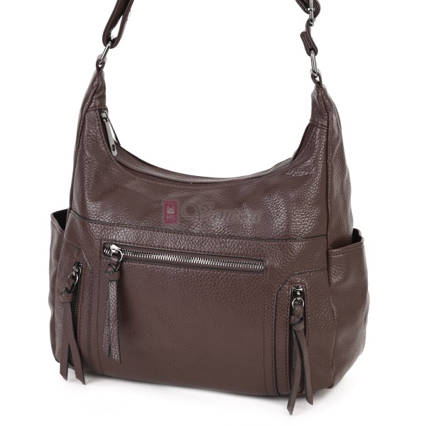 Дамска ежедневна чанта от висококачествена екологична кожа в тъмнокафяв цвят Код: 7077