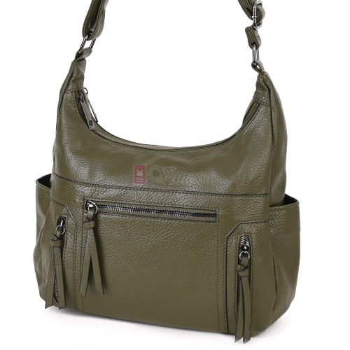 Дамска ежедневна чанта от висококачествена екологична кожа в зелен цвят Код: 7077