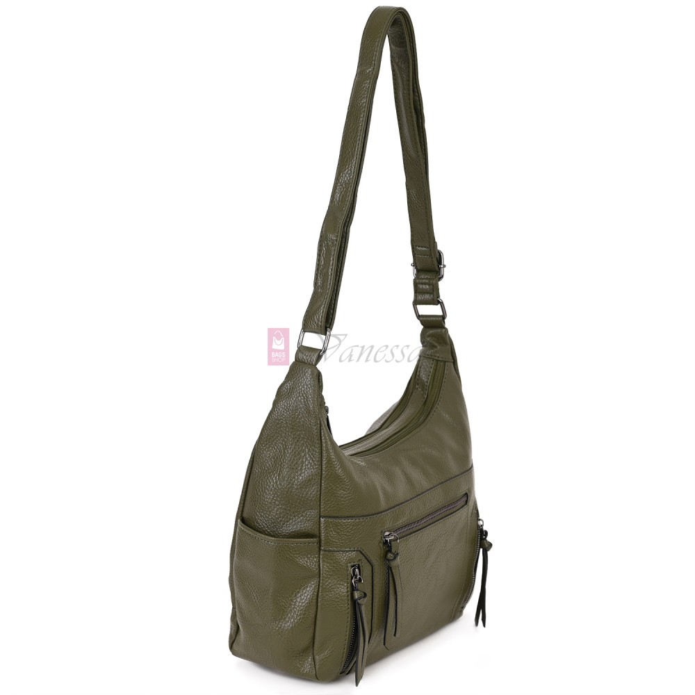 Дамска ежедневна чанта от висококачествена екологична кожа в зелен цвят Код: 7077 Дамска ежедневна чанта от висококачествена екологична кожа в зелен цвят Код: 7077