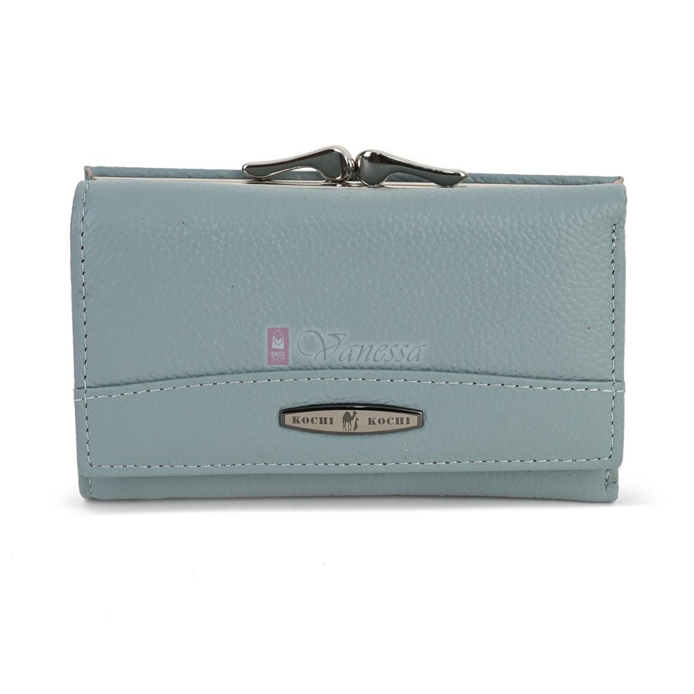 Малко дамско портмоне от естествена кожа в син цвят. КОД: K711