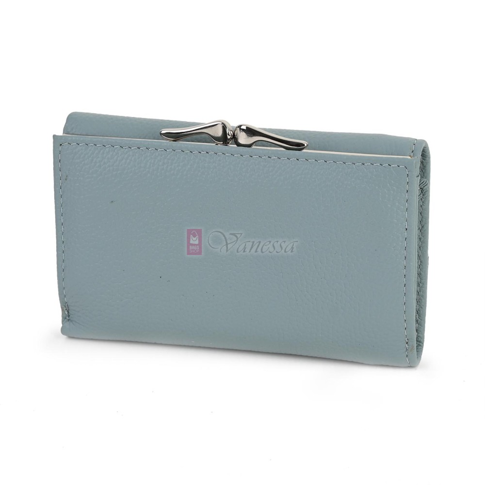 Малко дамско портмоне от естествена кожа в син цвят. КОД: K711