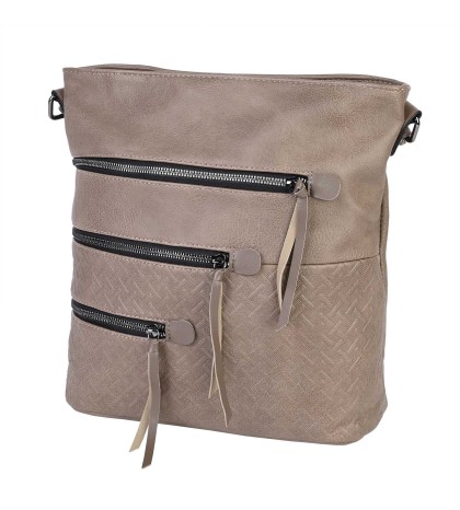 Дамска ежедневна чанта от висококачествена екологична кожа в бежов цвят Код: 7136