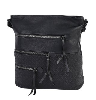 Дамска ежедневна чанта от висококачествена екологична кожа в черен цвят Код: 7136