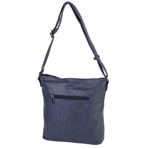 Дамска ежедневна чанта от висококачествена екологична кожа в тъмносин цвят Код: 7136