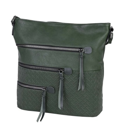 Дамска ежедневна чанта от висококачествена екологична кожа в зелен цвят Код: 7136