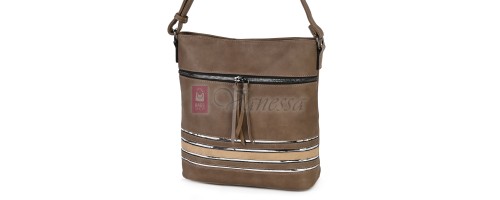 Дамска ежедневна чанта от висококачествена екологична кожа в тъмнобежов цвят Код: 7160