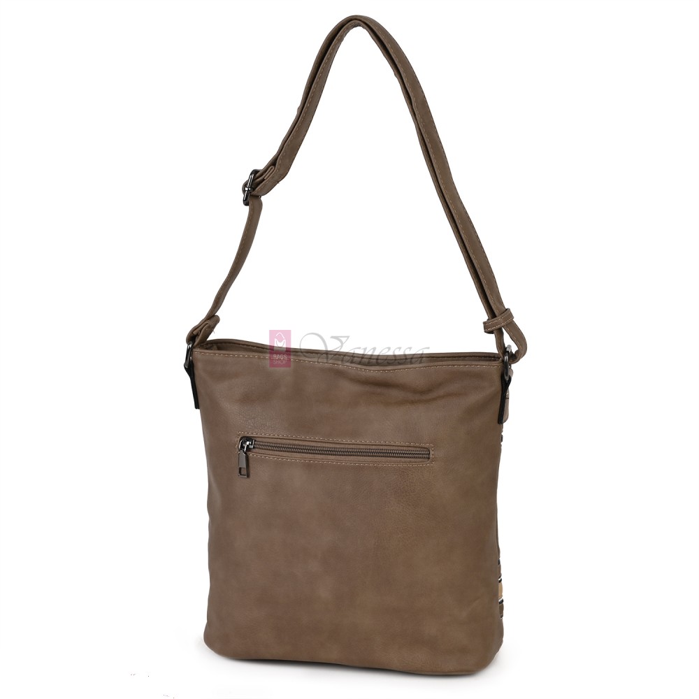 Дамска ежедневна чанта от висококачествена екологична кожа в тъмнобежов цвят Код: 7160