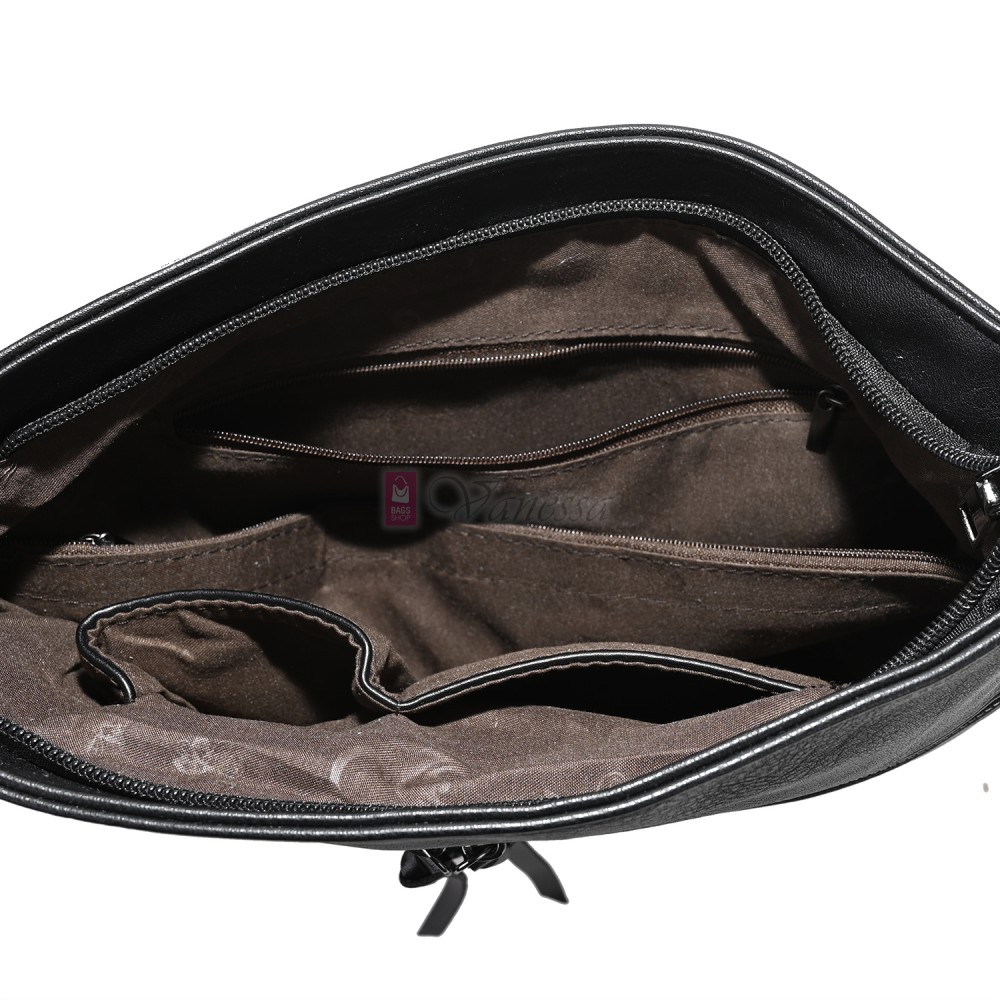 Дамска ежедневна чанта от висококачествена екологична кожа в черен цвят Код: 7160