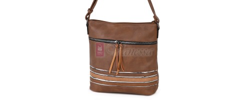 Дамска ежедневна чанта от висококачествена екологична кожа в кафяв цвят Код: 7160