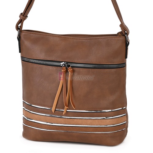 Дамска ежедневна чанта от висококачествена екологична кожа в кафяв цвят Код: 7160