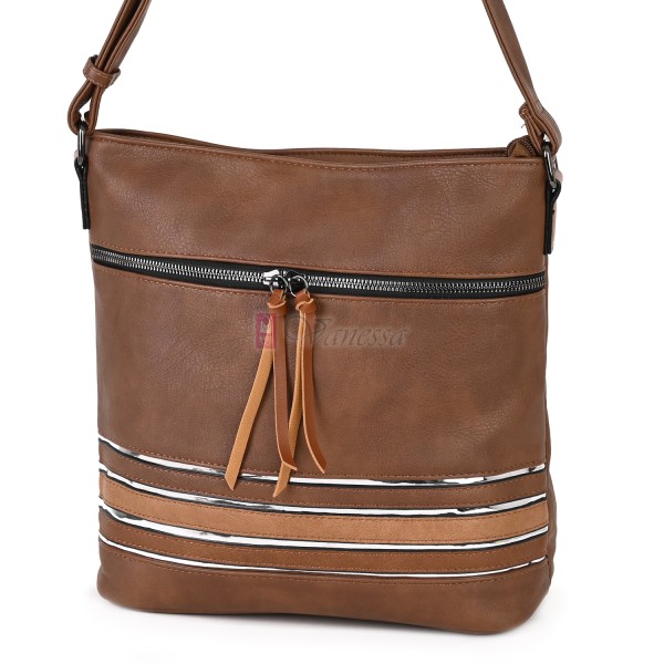 Дамска ежедневна чанта от висококачествена екологична кожа в кафяв цвят Код: 7160