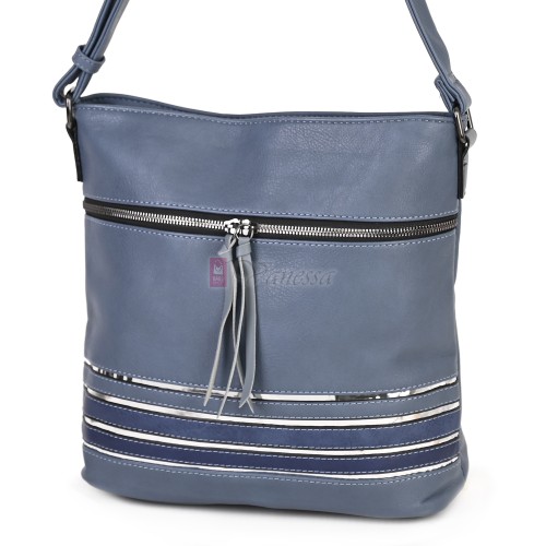 Дамска ежедневна чанта от висококачествена екологична кожа в син цвят Код: 7160