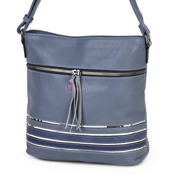 Дамска ежедневна чанта от висококачествена екологична кожа в син цвят Код: 7160