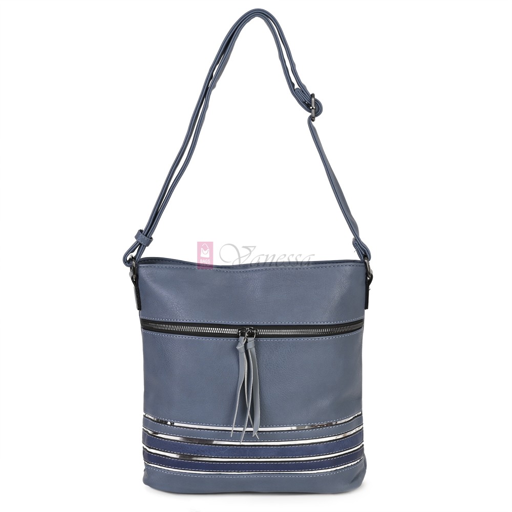Дамска ежедневна чанта от висококачествена екологична кожа в син цвят Код: 7160